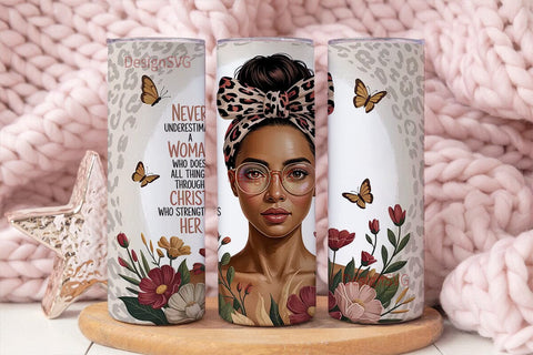 Faith-Inspired Woman 20oz Tumbler Wrap Sublimation DesignSVG 