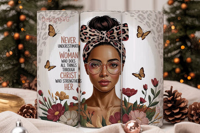 Faith-Inspired Woman 20oz Tumbler Wrap Sublimation DesignSVG 