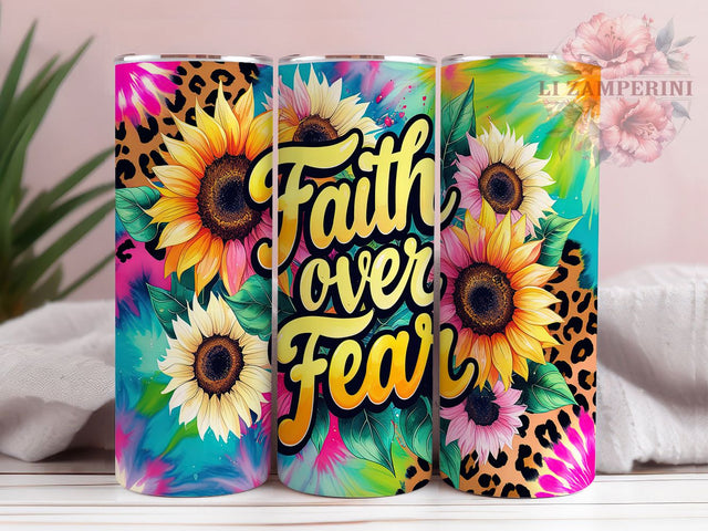 Faith Over Fear 20oz Tumbler, Christian Bible Verse Mug, Religious Inspiration Cup, Scripture Tumbler Wrap, Spiritual Gift Design, Jesus Faith Wrap, Sublimation Tumbler Wrap Sublimation Li Zamperini 