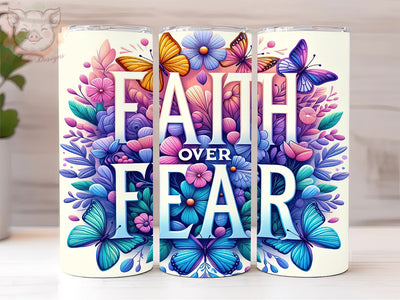 Faith Over Fear 20oz Tumbler Png, Straight & Tapered Tumbler Png, Bible Verse Tumbler Png, Digital Download PNG Sublimation Lara' s Designs 