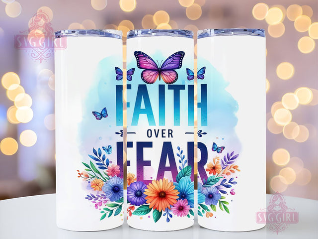 Faith Over Fear 20oz Tumbler Wrap Sublimation Design, Straight Tapered Tumbler Wrap, Christian Tumbler Png, Instant Digital Download Sublimation SvggirlplusArt 