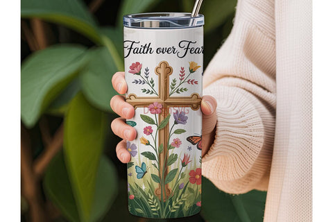 Faith Over Fear 20oz Tumbler Wrap Sublimation DesignSVG 