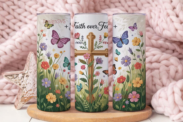 Faith Over Fear 20oz Tumbler Wrap Sublimation DesignSVG 