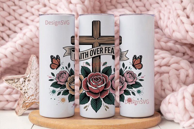 Faith Over Fear 20oz Tumbler Wrap Sublimation DesignSVG 