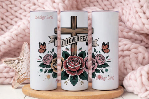 Faith Over Fear 20oz Tumbler Wrap Sublimation DesignSVG 