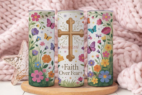 Faith Over Fear 20oz Tumbler Wrap Sublimation DesignSVG 