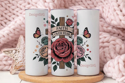 Faith Over Fear 20oz Tumbler Wrap Sublimation DesignSVG 