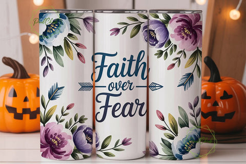 Faith Over Fear 20oz Tumbler Wrap Sublimation PixelChick 