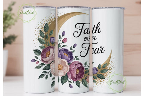 Faith Over Fear 20oz Tumbler Wrap Sublimation PixelChick 