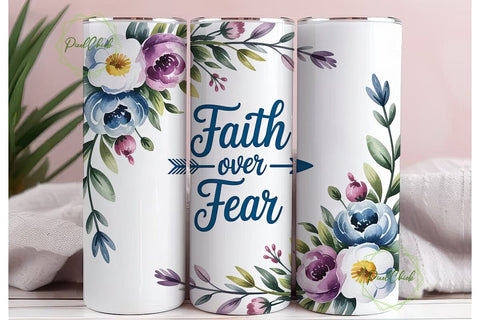 Faith Over Fear 20oz Tumbler Wrap Sublimation PixelChick 