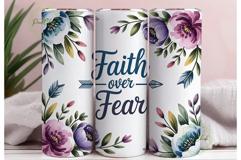 Faith Over Fear 20oz Tumbler Wrap Sublimation PixelChick 