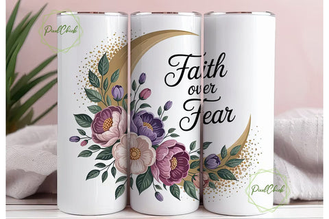 Faith Over Fear 20oz Tumbler Wrap Sublimation PixelChick 