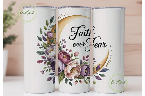Faith Over Fear 20oz Tumbler Wrap Sublimation PixelChick 