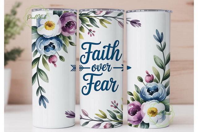 Faith Over Fear 20oz Tumbler Wrap Sublimation PixelChick 