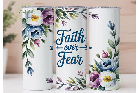 Faith Over Fear 20oz Tumbler Wrap Sublimation PixelChick 
