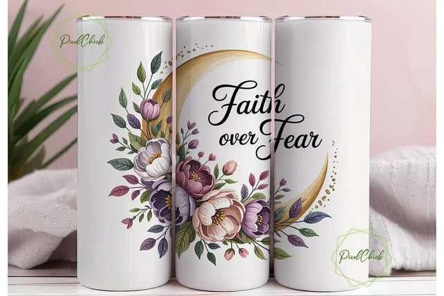 Faith Over Fear 20oz Tumbler Wrap Sublimation PixelChick 