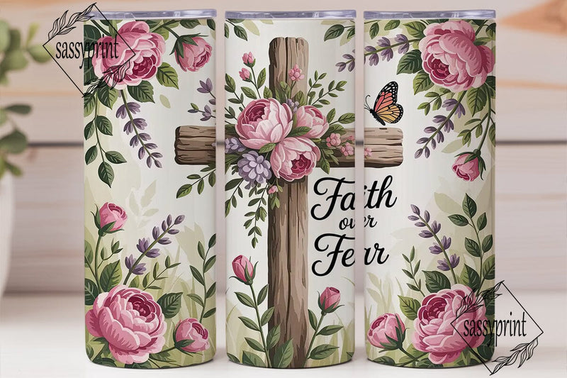 Faith Over Fear 20oz Tumbler Wrap Sublimation sassyprint 