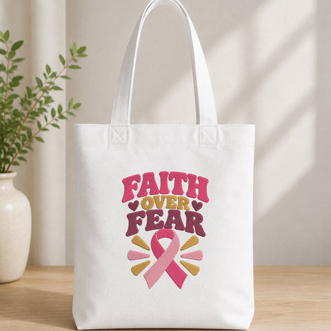 Faith Over Fear Breast Cancer Embroidery Design – Pink Ribbon Machine Embroidery File, Cancer Awareness Survivor Design Embroidery/Applique DESIGNS PatternFeed8 