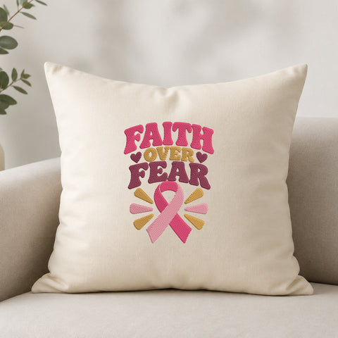 Faith Over Fear Breast Cancer Embroidery Design – Pink Ribbon Machine Embroidery File, Cancer Awareness Survivor Design Embroidery/Applique DESIGNS PatternFeed8 