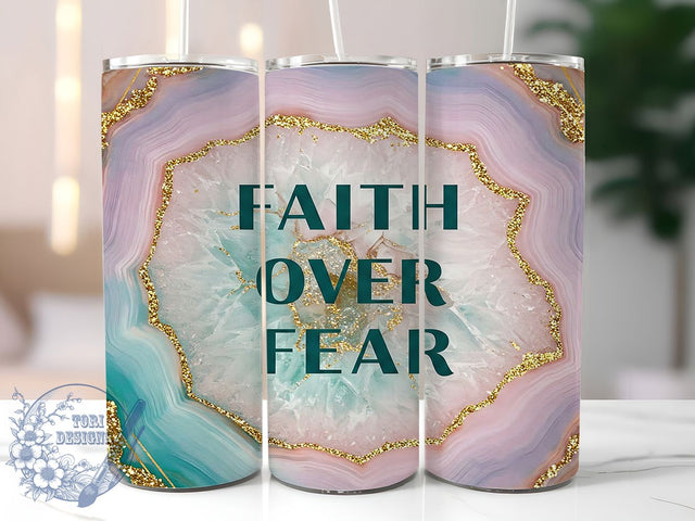 Faith Over Fear Gold Glitter Tumbler Wrap, Bible Verse Tumbler, Gold Glitter Tumbler, Marble Tumbler Design, 20oz Skinny Tumbler Wrap, Inspirational Tumbler, Faith Over Fear Design Sublimation ToriDesigns 