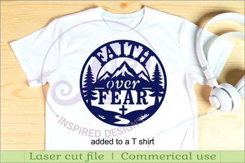 Faith Over Fear Mountain Wall Art SVG, Christian Laser Cut SVG APInspireddesigns 