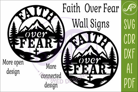 Faith Over Fear Mountain Wall Art SVG, Christian Laser Cut SVG APInspireddesigns 