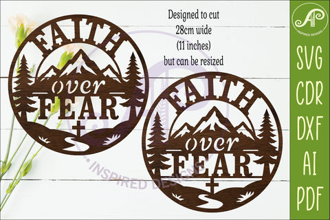 Faith Over Fear Mountain Wall Art SVG, Christian Laser Cut SVG APInspireddesigns 