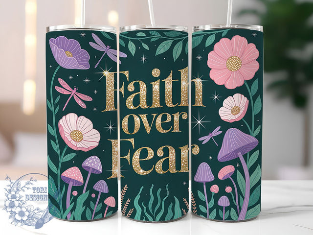 Faith Over Fear Scripture Tumbler, Christian Quote Wrap, 20Oz Skinny Tumbler, Bible Verse Sublimation Design, Religious Gift Tumbler, Inspirational Scripture Wrap, Positive Affirmation Tumbler Sublimation ToriDesigns 