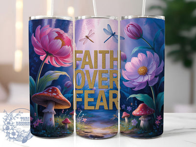 Faith Over Fear Scripture Tumbler, Christian Quote Wrap, 20Oz Skinny Tumbler, Bible Verse Sublimation Design, Religious Gift Tumbler, Inspirational Scripture Wrap, Positive Affirmation Tumbler Sublimation ToriDesigns 
