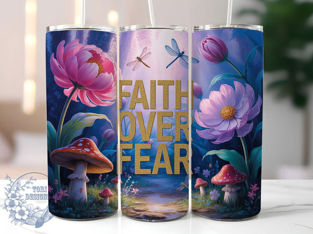 Faith Over Fear Scripture Tumbler, Christian Quote Wrap, 20Oz Skinny Tumbler, Bible Verse Sublimation Design, Religious Gift Tumbler, Inspirational Scripture Wrap, Positive Affirmation Tumbler Sublimation ToriDesigns 