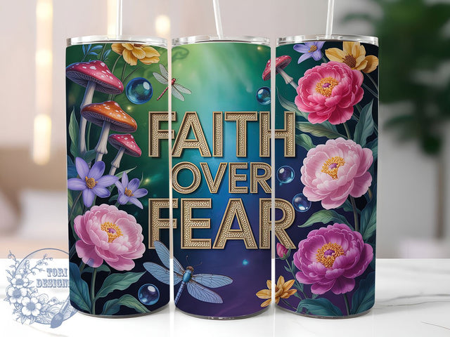 Faith Over Fear Scripture Tumbler, Christian Quote Wrap, 20Oz Skinny Tumbler, Bible Verse Sublimation Design, Religious Gift Tumbler, Inspirational Scripture Wrap, Positive Affirmation Tumbler Sublimation ToriDesigns 