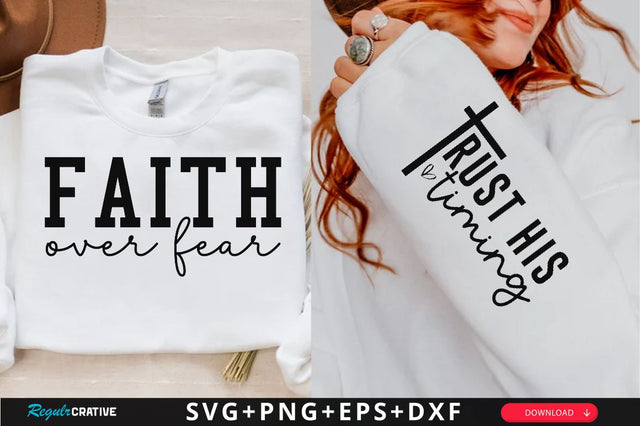 Faith over fear Sleeve SVG Design, Christian Sleeve SVG, Faith SVG Design, Jesus Sleeve SVG SVG Regulrcrative 