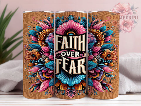 Faith Over Fear Tumbler, Inspirational Drinkware, Bible Verse Mug, Christian Gift, Jesus Tumbler, Motivational Sublimation, 20oz Wrap Design Sublimation Li Zamperini 