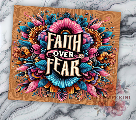 Faith Over Fear Tumbler, Inspirational Drinkware, Bible Verse Mug, Christian Gift, Jesus Tumbler, Motivational Sublimation, 20oz Wrap Design Sublimation Li Zamperini 