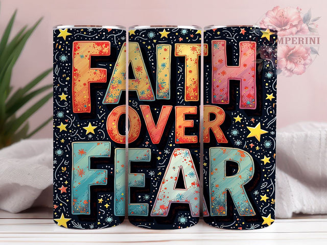 Faith Over Fear Tumbler, Inspirational Drinkware, Bible Verse Mug, Christian Gift, Jesus Tumbler, Motivational Sublimation, 20oz Wrap Design Sublimation Li Zamperini 