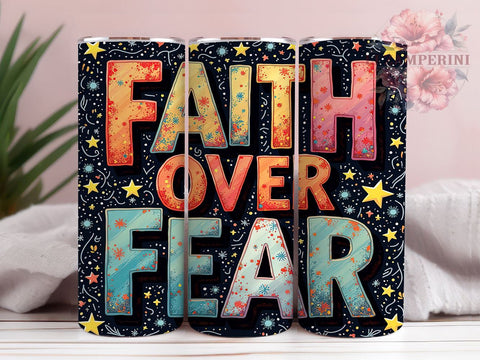 Faith Over Fear Tumbler, Inspirational Drinkware, Bible Verse Mug, Christian Gift, Jesus Tumbler, Motivational Sublimation, 20oz Wrap Design Sublimation Li Zamperini 