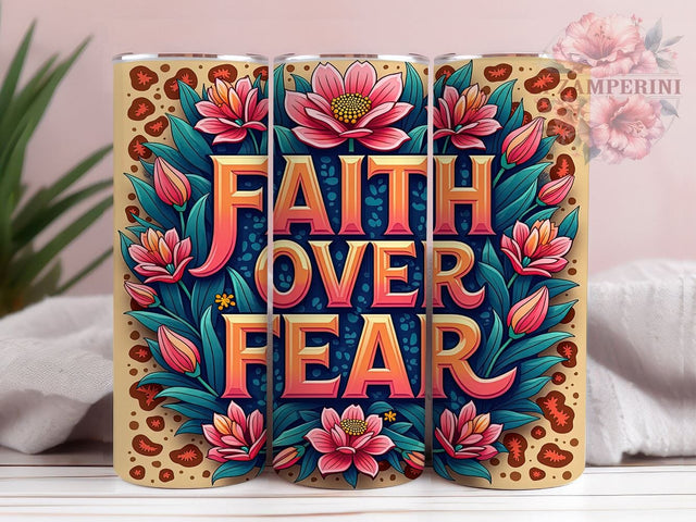 Faith Over Fear Tumbler, Inspirational Drinkware, Bible Verse Mug, Christian Gift, Jesus Tumbler, Motivational Sublimation, 20oz Wrap Design Sublimation Li Zamperini 