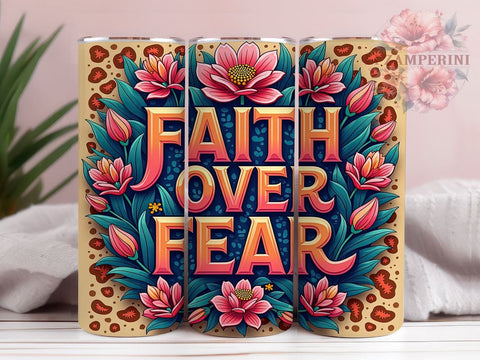 Faith Over Fear Tumbler, Inspirational Drinkware, Bible Verse Mug, Christian Gift, Jesus Tumbler, Motivational Sublimation, 20oz Wrap Design Sublimation Li Zamperini 