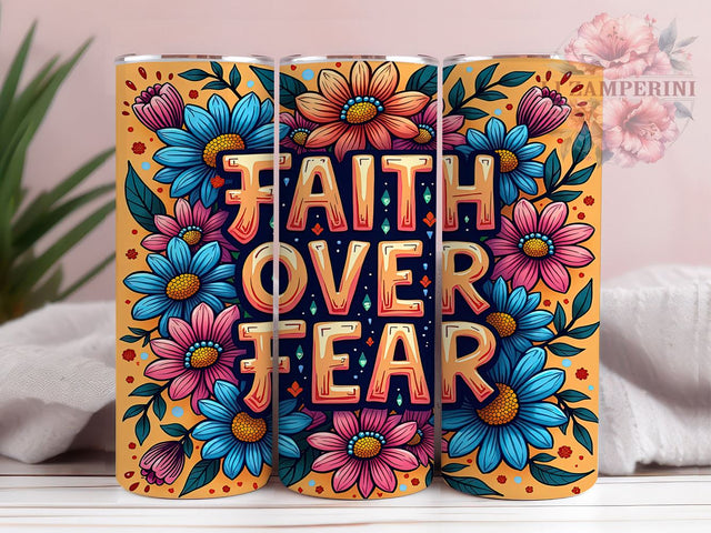 Faith Over Fear Tumbler, Inspirational Drinkware, Bible Verse Mug, Christian Gift, Jesus Tumbler, Motivational Sublimation, 20oz Wrap Design Sublimation Li Zamperini 