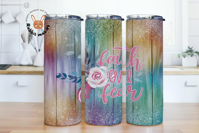 Faith Over Fear Tumbler Wrap, Christian Tumbler, 20oz Skinny Tumbler Sublimation, Bible Verse, Digital Download PNG Sublimation Rabbitmakies 