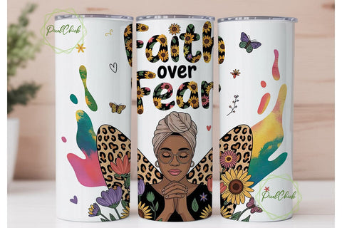 Faith Over Fear Tumbler Wrap Sublimation PixelChick 