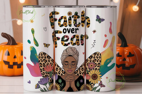 Faith Over Fear Tumbler Wrap Sublimation PixelChick 