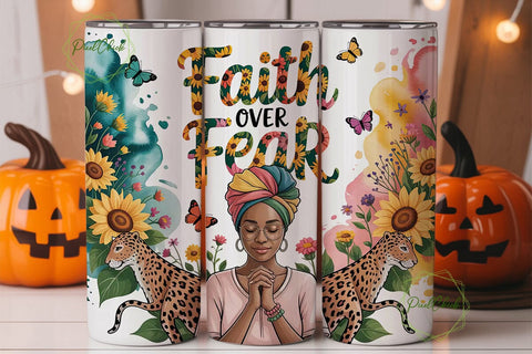 Faith Over Fear Tumbler Wrap Sublimation PixelChick 