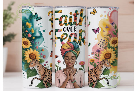 Faith Over Fear Tumbler Wrap Sublimation PixelChick 