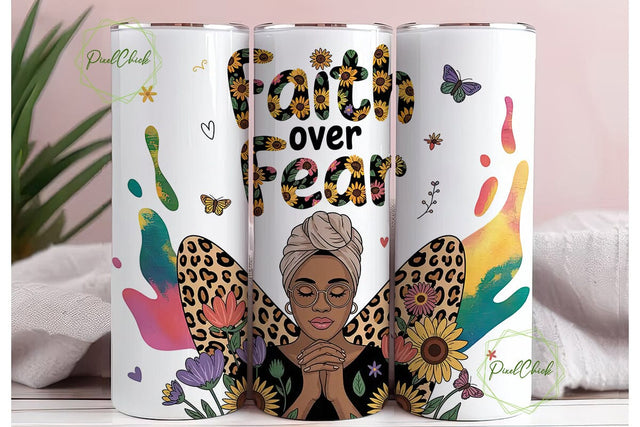 Faith Over Fear Tumbler Wrap Sublimation PixelChick 