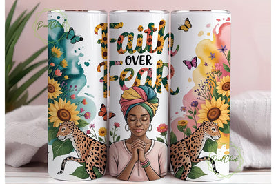 Faith Over Fear Tumbler Wrap Sublimation PixelChick 