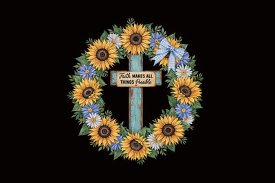 Faith Sunflower Cross Sublimation PNG SVG orpitasn 