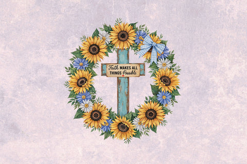 Faith Sunflower Cross Sublimation PNG SVG orpitasn 