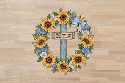 Faith Sunflower Cross Sublimation PNG SVG orpitasn 