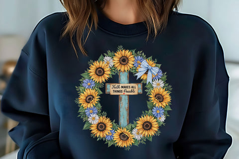 Faith Sunflower Cross Sublimation PNG SVG orpitasn 